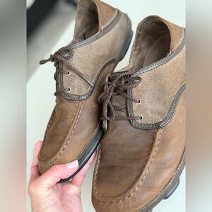 OluKai Kupaʻa Brown Leather Lace Up Casual Shoes Comfort Moc Toe Men’s 10